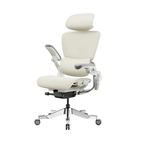 Image of HINOMI H2 Pro Premium Ergonomic Office Chair - Comfy Home Office Desk Computer Chair with Adjustable Back Support, Swivel Wheels, Flip-up Arms, Comfortable Mesh Seat for Desk Work (Cream White)