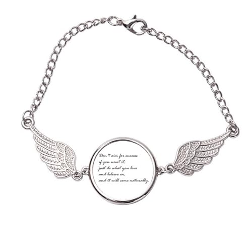 Bracelet en métal Don't aim for Success inspirant avec de magnifiques ailes d'ange