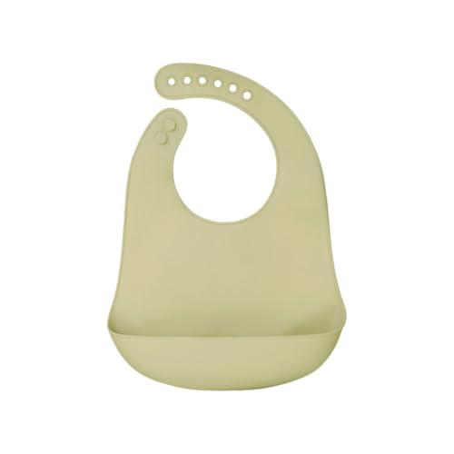 Image of Kids Station Silicone Baby Bib for Feeding & Weaning BPA Free, Soft Adjustable Neckline with Buttons, Washable & Reusable, Ideal for Babies & Toddlers 6 to 36 Months - Green