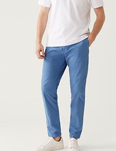 Image of Marks & Spencer Mens Solid Mid Rise Slim Fit Lightweight Trouser