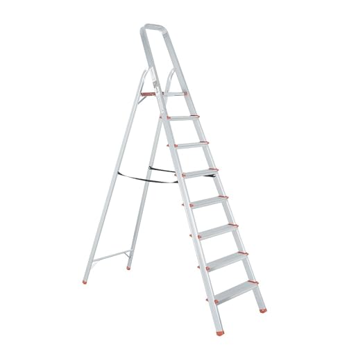Escabeau pliable aluminium 8 marches Rise en structure métallique stable - 2