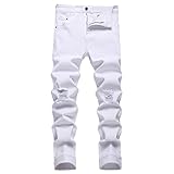 White Jeans for Men, Skinny Stretch Ripped Denim Pants - Pantalones De Hombre Jeans for Men Slim FitDistressed Tapered Leg Jean(White 5838, Size 42)