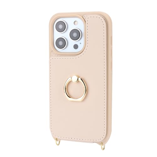 Image of for iPhone 14 Pro Case with Card Holder for Women,iPhone 14 Pro Phone Case with Strap,Crossbody Lanyard,Ring Stand,Snap Clasp,Cute Wallet Cases 6.1 inch (Beige)