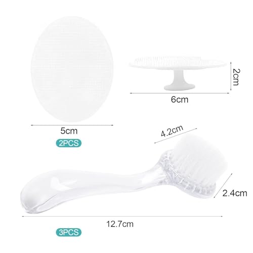 3 Gesichtsbürsten Mit Langem Griff, 2 Ovale Gesichtsbürsten, Peeling-Gesichtsbürsten, Gesichtsreinigungsbürsten, Manuelle Reinigungsbürsten, Weiche, Tragbare Gesichtsbürsten