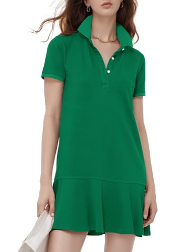 Image of Flygo Womens Polo Dress Summer Short Sleeve Ruffle T Shirt Dress