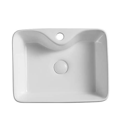 White Bathroom Sink Above Counter Ceramic Bathroom Vanity Sink Bathroom Sink Art Basin (19-1/4 Rectangle) - Thumbnail 3