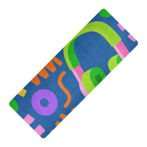 Retro Colorful Headphones Geometric Shapes printed travel yoga mats Thick 1 mm for outdoor non slip, with bags tapete para ejercicio 71x26 inches