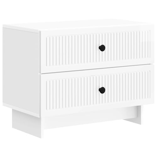 Cabinet de Chevet Blanc Brillant en Bois d'Ingénierie 62 cm - 2