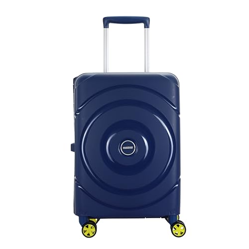 Image of American Tourister Polycarbonate Material Circurity Max 55 cm Small Hardside Cabin Suitcase with Xtrasecu 3-Point Locking System & Double Spinner 8 Wheels for Unisex - Deep Blue