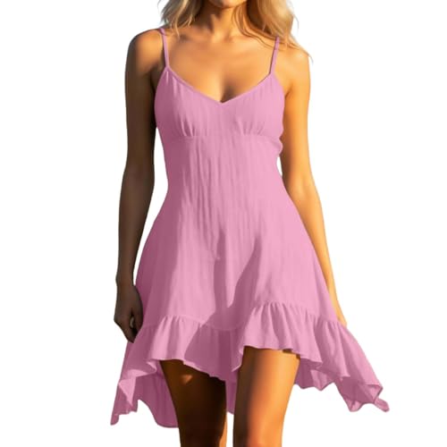 Robe plissée unie dos nu avec volants en dentelle pour femme