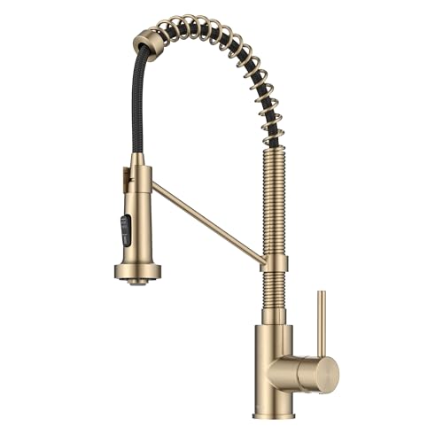 KRAUS Bolden Commercial Style 2-Function Single Handle Pull Down Kitchen Faucet in Spot-Free Antique...