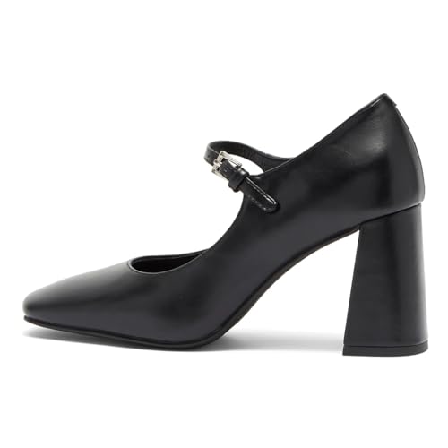 miss left Women Cute Mary Janes Square Toe Block Chunky High Heel Pumps Ankle Strap with Buckle Dance School Shoes Size 4-16 US2