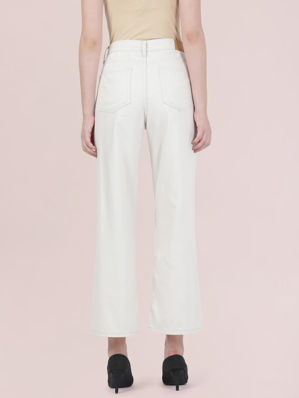 Image of GO COLORS Soft Cotton-Tencel Blend Twill Wide Pants Full Length for Women| Breathable, High Rise