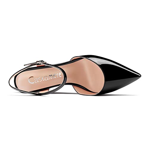 Castamere Women Mid Wedge Heel Pointed Toe Pumps Ankle Strap Slingback Wedding Dress Shoes4