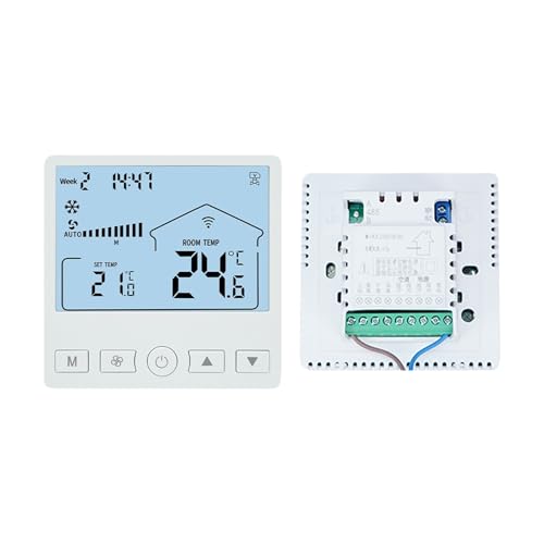 Termostato Programable - Termostatos Programables Para Hogares,Controlador de Temperatura con LCD 3 Velocidades Panel Energéticamente Eficiente para Cocina Dormitorio Sala Oficina