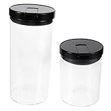 Cabilock 2 Piezas Frascos de Vidrio para Almacenamiento de Cocina Herméticos y Botes con Tapas Plásticas Selladas para Granos Especias Azúcar y Organizadores de Despensa Multiuso