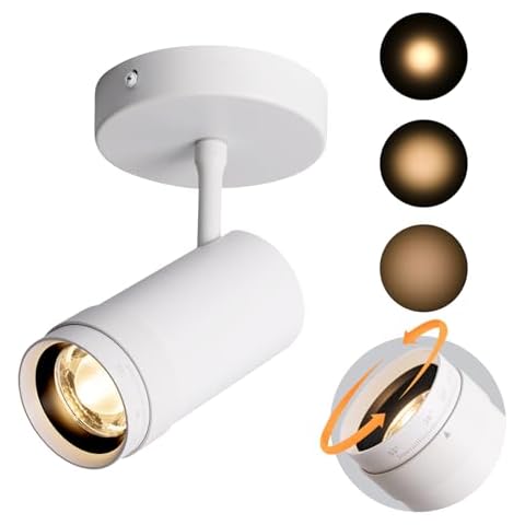 Aisilan LED Zoomable Ceiling Spotlight Indoor 7W Dimmable Adjustable Beam Angle 10-55° Swivelable Angle CRI 97 Matt White Aluminum Wired Accent Lamp for Corridor Mural Living Room Cover