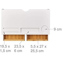 Relaxdays Support Pour Moniteur, Bambou, Rehausseur Pour écran Avec 2 Tiroirs & Compartiments