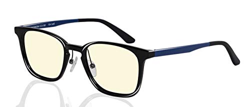 Blue Light Blocking Gaming Glasses, KALEIDO Square Nerd Computer Eyeglasses with Yellow Tinted Lens for Women Men, Anti Blue Ray, Anti-Reflective, Anti Eye Strain, Anti-UV