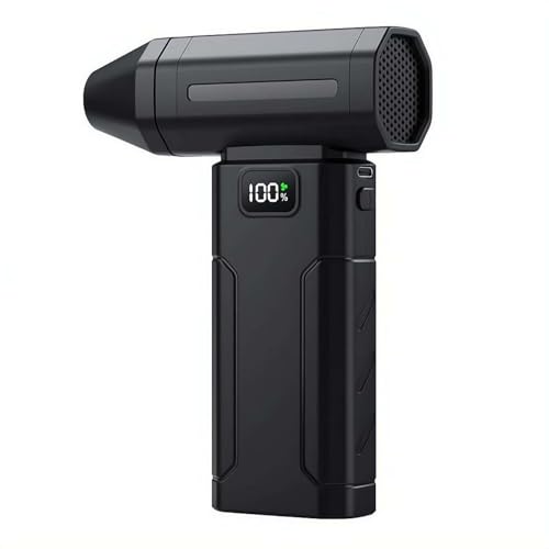 Air Duster Mini Blower Cordless 5 Gear Adjustable 100000RPM Handheld Blower with 6000mAh Rechargeable Battery & LED Light for PC Cleaning Outdoor Cooling Barber Keyboard Car Home (Black)