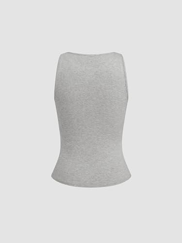 CIDER Women Button Down Tank Tops Sleeveless Ribbed Slim Fit Crop Vest Top Summer Going Out Tank Top4