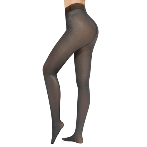 Image of 2 Pack Fleece Lined Tights Sheer Winter - Fake Translucent Tights Winter Thick Warm Pantyhose Sheer Women Leggings