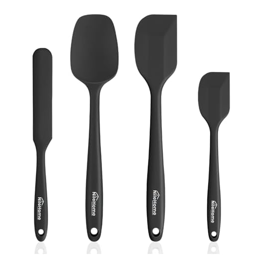 NileHome Silicone Spatula Set, Rubber Spatula High Heat-Resistant Premium BPA-Free One Piece Seamless Design Cooking Spatulas Utensils Set For Kitchen 4pack(Black)