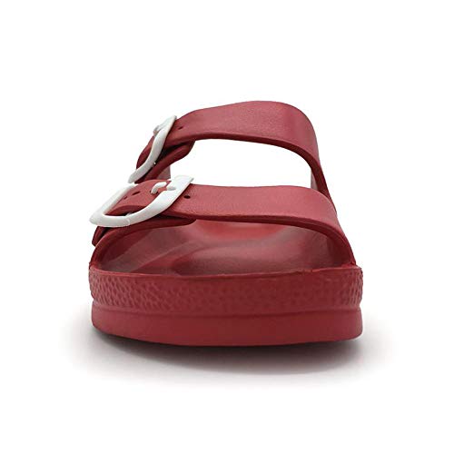 Image of Luffymomo Women's Eva Double Buckle Slides Sandals | Soft Footbed Adjustable Slip on Sandals, Comfortable Summer Beach