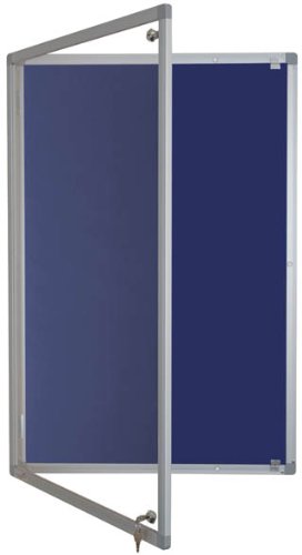 Tamperproof Lockable Noticeboard Class 1 Aluminium Framed 1200mm x 900mm, Oxford Blue