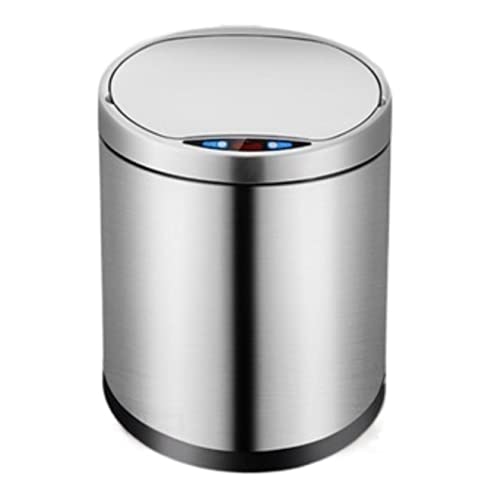Contenedor De Basura Para Sala Bote De Basura De Acero Inoxidable Bote De Basura De Tipo Inductivo Cubo De Basura Con Sensor Inteligente Baño En El Hogar Cubo de Basura Ligero y Resistente(Blue,Silver