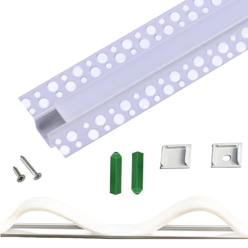 Plaster-in Trimless Ceiling Recessed LED Strip Channel Diffuser 10-Pack 3.3FT,Continuous Silicone Cover with Bilateral Upper Flange,Wide Aluminum Drywall Track (10X3.28FT, Bilateral Upper-Flanged)