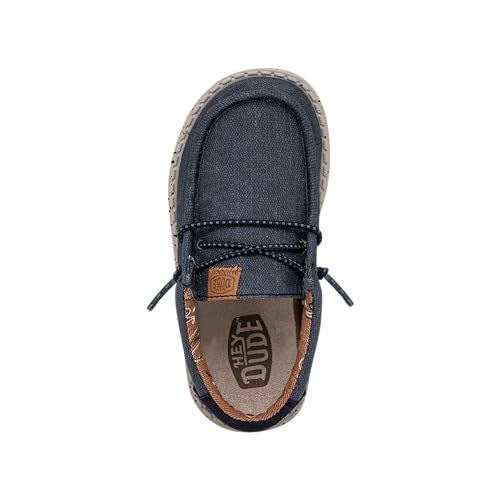 Image of HEYDUDE Wally Toddler Washed Canvas | Boy's Loafers | Boy's Slip On Shoes | Comfortable & Light Weight