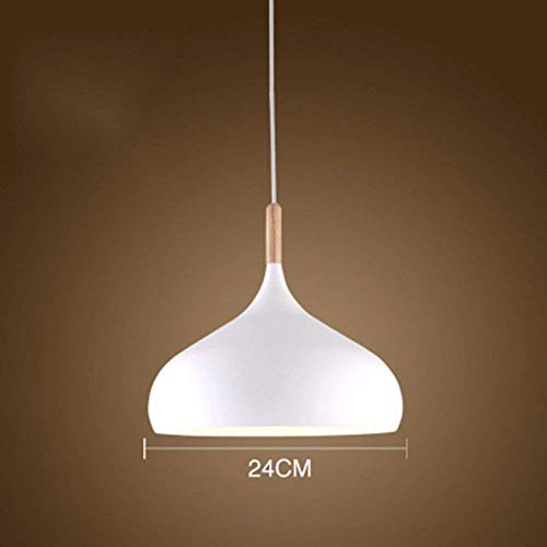 Iluminación exterior lámpara colgante blanca de madera retro E27 para decoración de bar y café