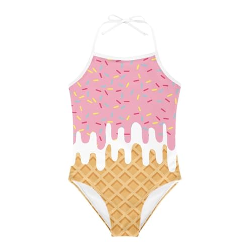 Image of Girls One Piece Swimsuit Summer Quick Dry Beach Sport Bathing Suit Halter Strap 1-10 Little Kids Toddler Swimwear