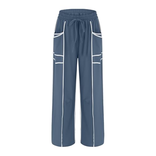 Image of Barrel Pants Women Casual Cargo Wide Leg Baggy Sweatpants Drawstring High Waisted Lounge Palazzo Pants with Pockets