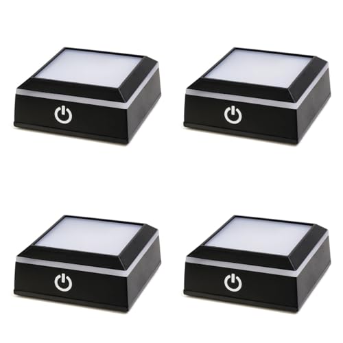 Image of 3D Art Lighting Stand for Craft Collectors - Touch Control Crystal Base with Dual Power (USB /Battery, 7oz) Set of 4