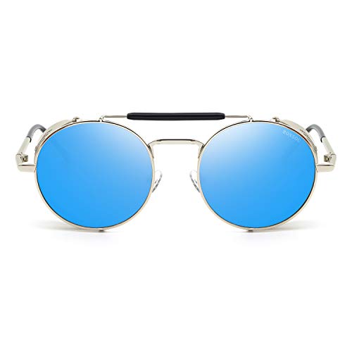 Image of RONSOU Steampunk Style Round Vintage Polarized Sunglasses Retro Eyewear UV400 Protection Matel Frame