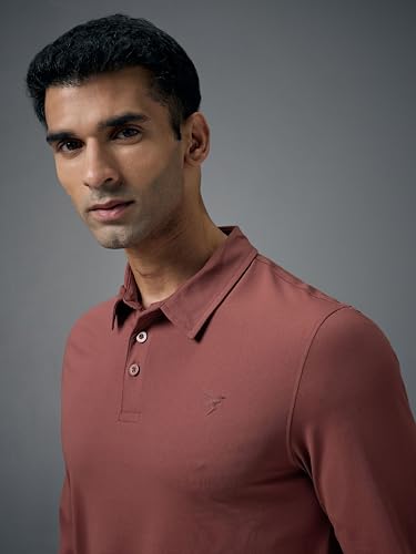 Image of TECHNOSPORT Mens Slim Fit Solid Full Sleeve Cotflex Polo T-Shirt for Regular and Casual Uses