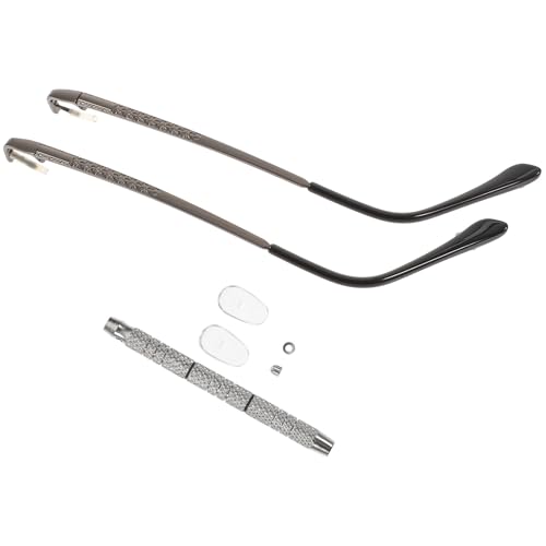 Kit de reparación de gafas con patillas metálicas gris plomo y almohadillas de silicona suaves