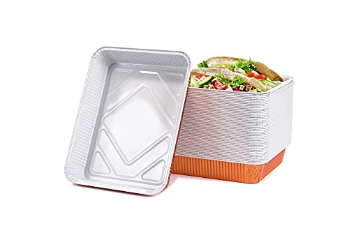 CONTITAL Recipientes desechables de aluminio lacado R30G, bandejas de 4 porciones, color blanco/cobre, 100 unidades Cover