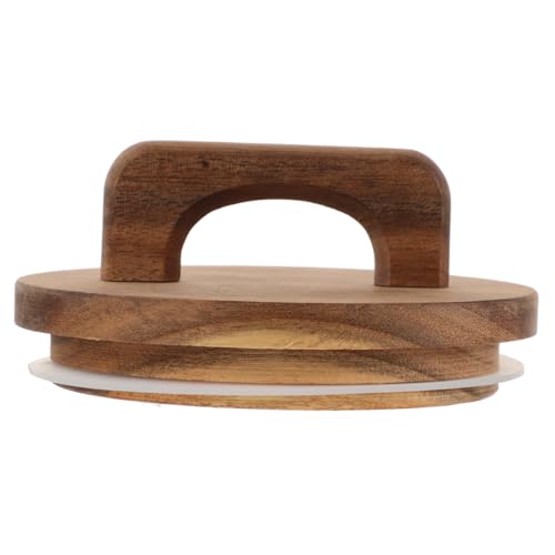 BRIGHTFUFU Storage Jar Wooden Lid Multipurpose Jar Lids Mason Jar Lid Canning Covers for Home Jar Covers for Replacement Jar Lids for Home Leakproof Canning Lids Acacia Light Brown
