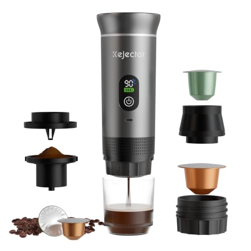 Image of kejector Portable Coffee Maker Espresso Machine for Travel Nano Car Coffee Maker Compatible with Ground Coffee & Capsule for RV, Hiking Camping Office, Travel Espresso Maker Electric Coffee Machine
