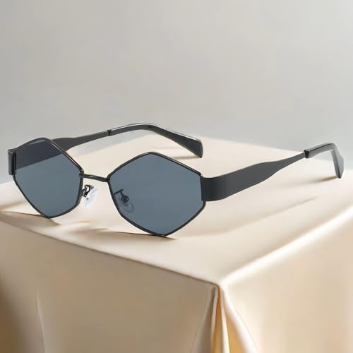 Image of Dervin Fashionable Retro Hexagonal Sunglasses for Women & Men | Trendy, Stylish & Classic 90s Vintage Style | UV400 Protection & Durable Metal Frame