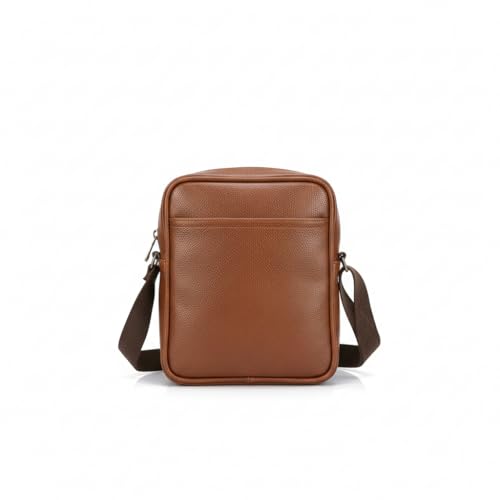 Image of Men's Leather Sling Bag Crossbody Messenger Shoulder Bag | Stylish Office Travel Side Bag with Multiple Compartments, Adjustable Strap & Secure Pockets for Daily Use