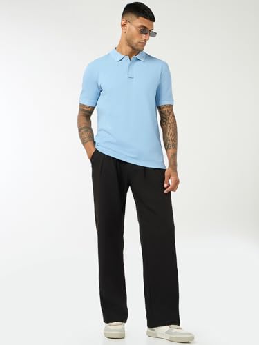 Image of Bewakoof Men Solid Regular Fit Half Sleeve Collar Pure Cotton T-Shirt