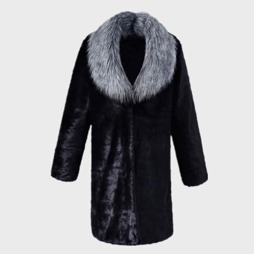 Image of Lisa Colly Mens Faux Fur Coat Jacket Winter Overcoat | Men's Faux Fur Long Jacket, Long Sleeve, Fluffy Warm, Winter Parka Coat