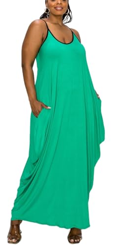 Image of BFFBABY Women's Casual Maxi Dress Sleeveless Tie Dye Spaghetti Strap Summer Plus Size Swing Sundress with Pockets