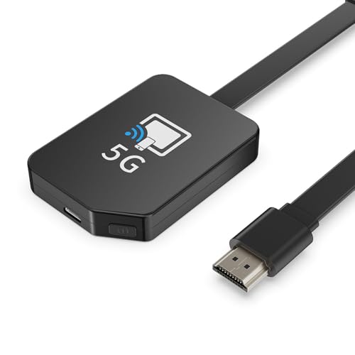 Dongle HDMI sans Fil 4K 5G, Adaptateur WiFi Double Bande 2.4G/5GHz, Transmission Ultra Fluide et Stable, Plug & Play, Compatible iOS, Android, Windows, macOS,...