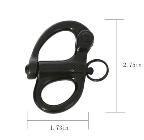 Forieru Black Swivel Eye Snap Shackle - Quick Release Marine Clip for Sailboat Rigging,316 Stainless Steel Bail Shackle Sailing Accessories