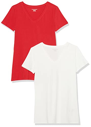 Image of Amazon Essentials Women's Regular-Fit Short-Sleeve V-Neck T-Shirt, Multipacks